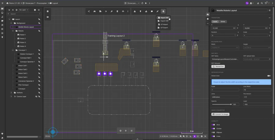FleetEngine Editor – DXF & Hintergrund Import